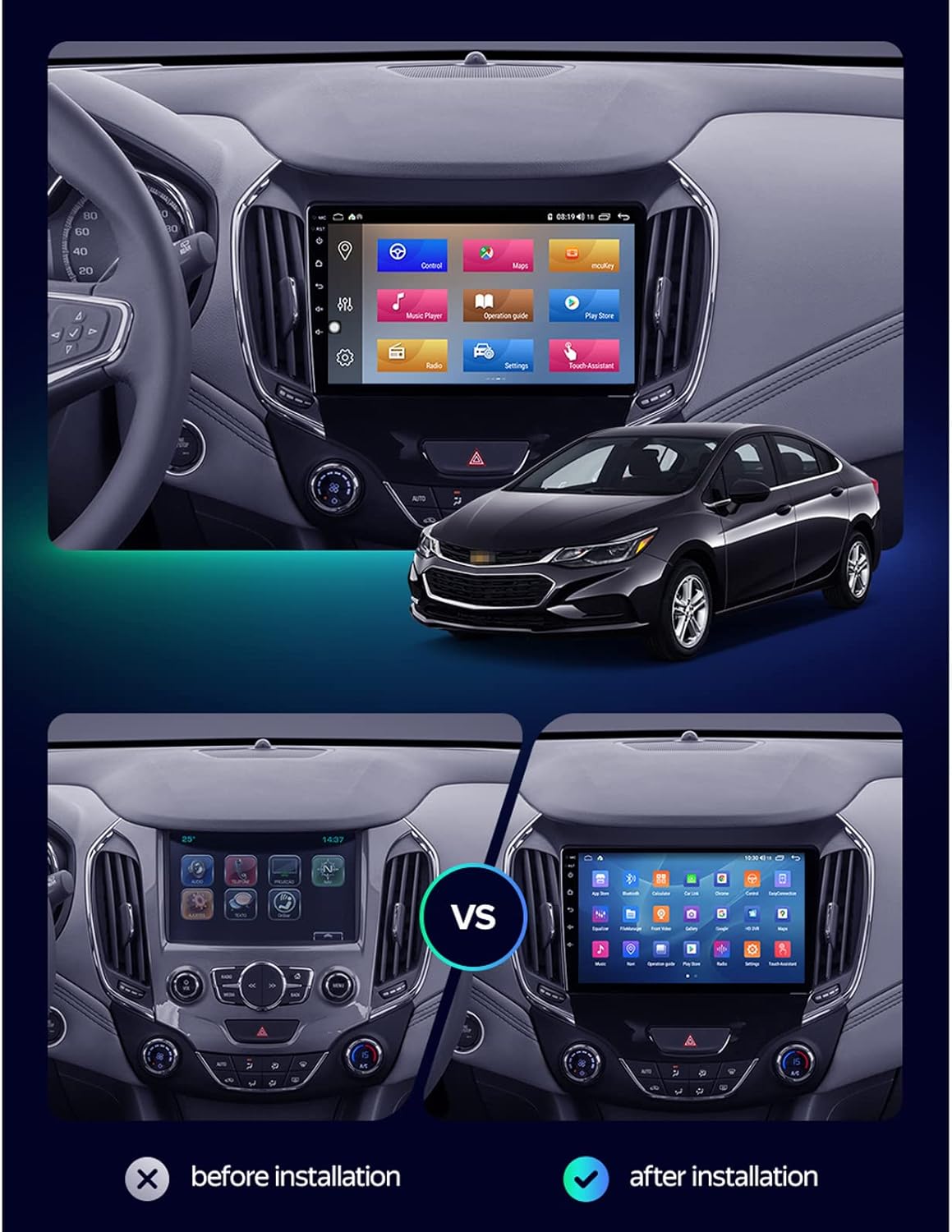 WDXSFR Car Stereo Android 10 Car Multimedia Player for Chevrolet Cruze 2 2015-2020 - 9 Inch IPS Touch Screen