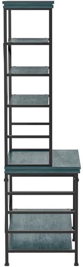 Furniture of America Garna Industrial Metal 6-Shelf Bookcase in Antique Blue