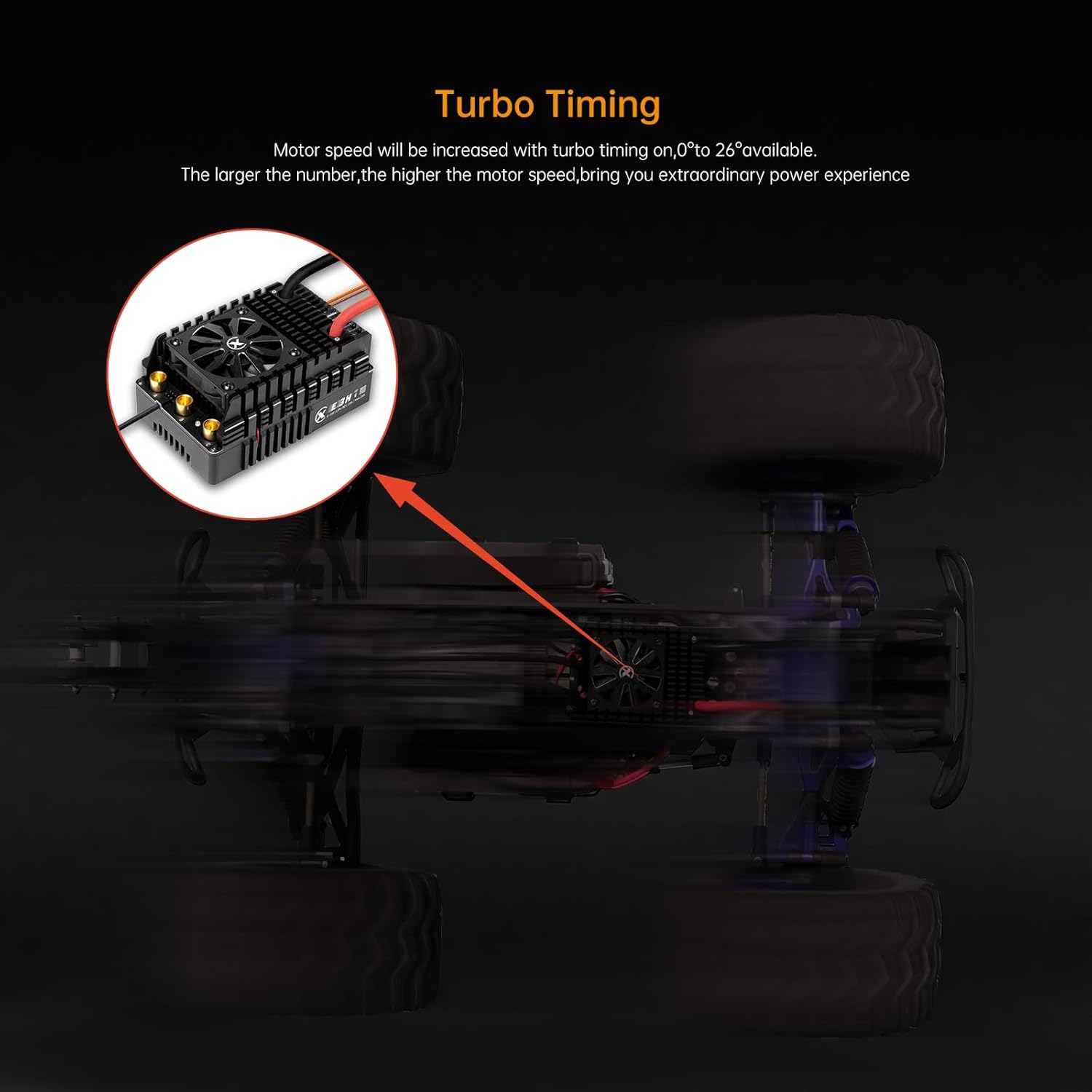 XC E3H Sensored Electric Brushless Motor Controller for RC Car, 6-16S Lipo,300A Continuous Current,10-25A、6.0/7.4/8.4V BEC,Applicable to 1/5,Support Turbo Timing and APP Control