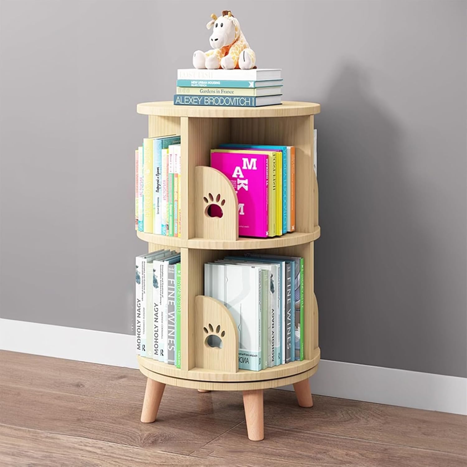 Rotating Bookcase Bookshelf 360° Large Capacity with Spinner Wheels Multi-Layer Shelves, Magazine&Books for Bedroom Living Room Study and Office