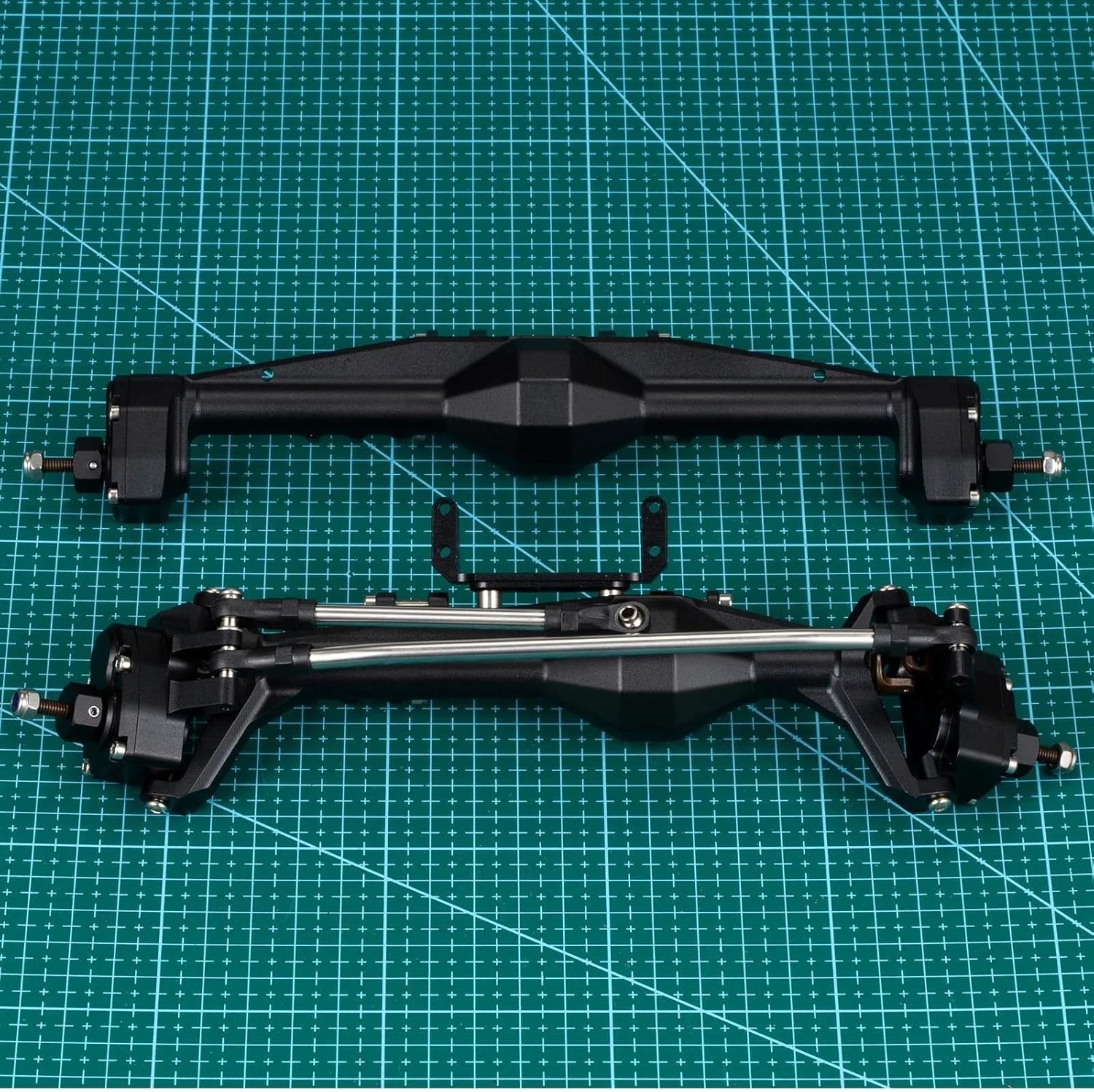 RC Car Upgrade Parts for Axial for Capra 1.9 for UTB AXI03004 for Buggy 4WS 1/10 RC Front Rear Axle Set Upgrade Parts Aluminum F9 Portal Upgrades(Black,1Set)