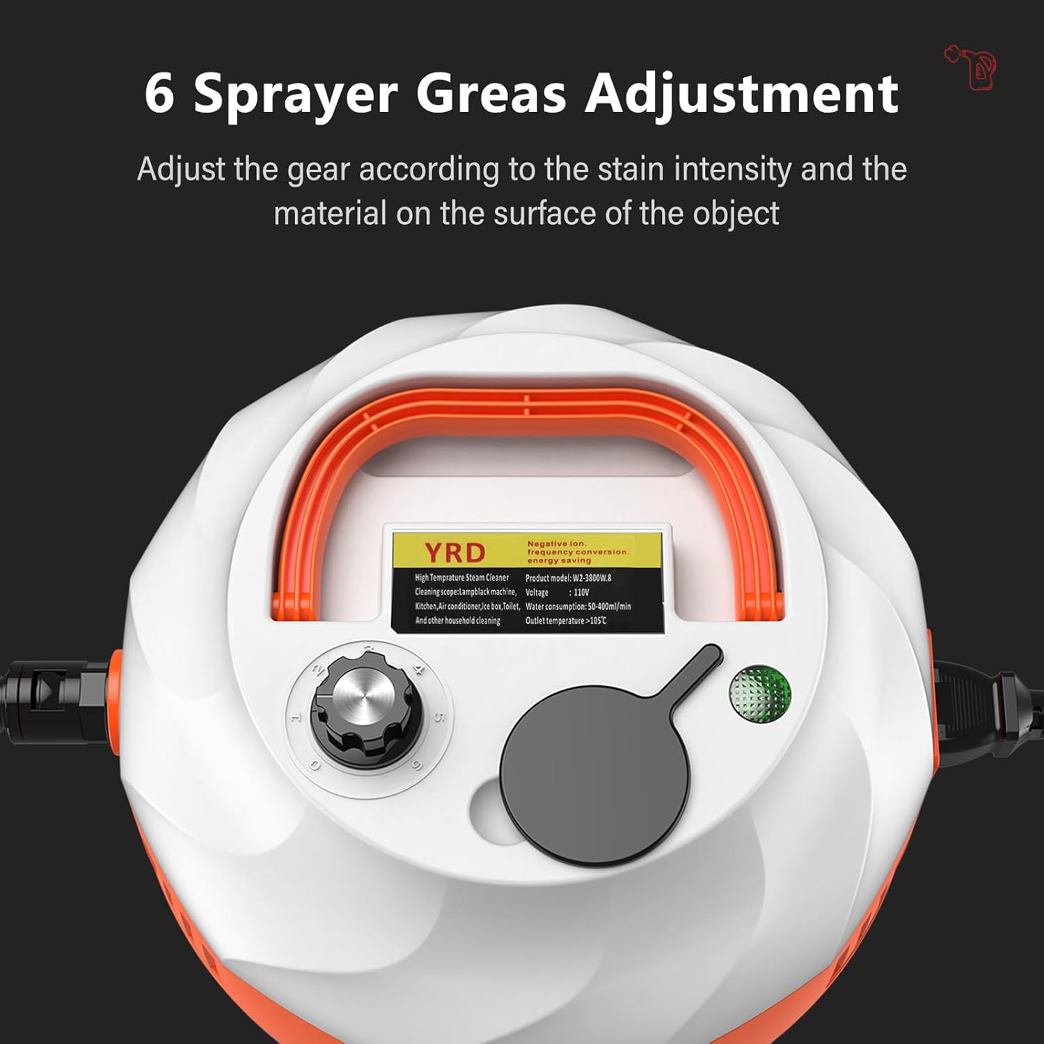 High Temperature Steam Cleaning Machine 2500W Handheld High Pressure Steam Cleaner with 3 Brush Heads 2 Spray Gun and Cleaning kit Tool (E)