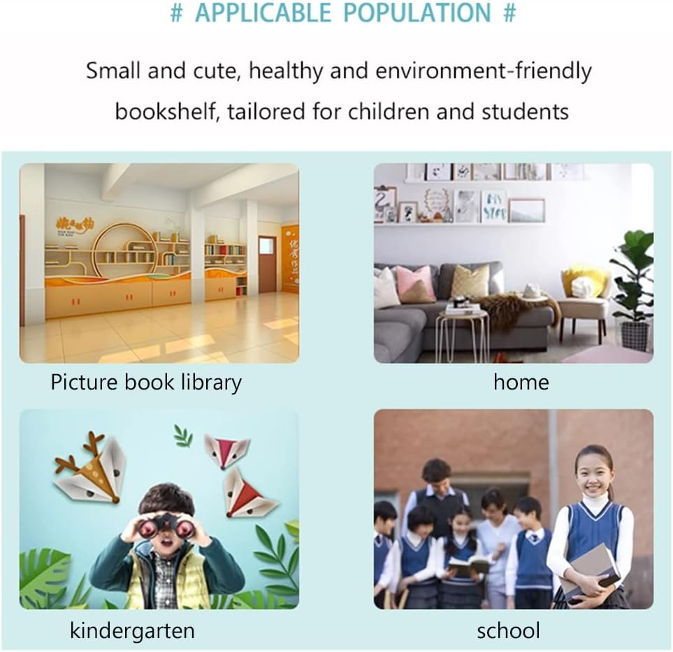 360 Degree Rotation Kids House Bookshelf, Space Saving Solid Wood Bookcase, Picture Book Display Shelf, Easy to Assemble
