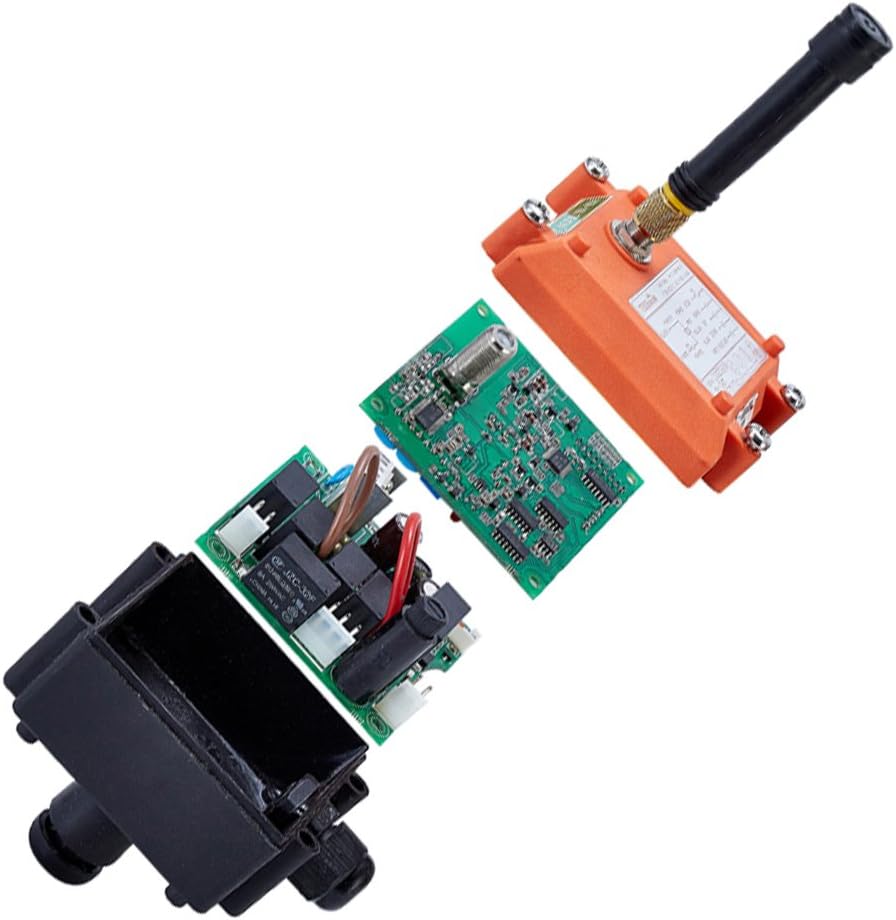 2 Key Crane Industrial Radio Remote Control Wireless Transmitter Stop Button Switch F21-2S AC/DC 65-440V (2 Transmitter+1 Receiver)