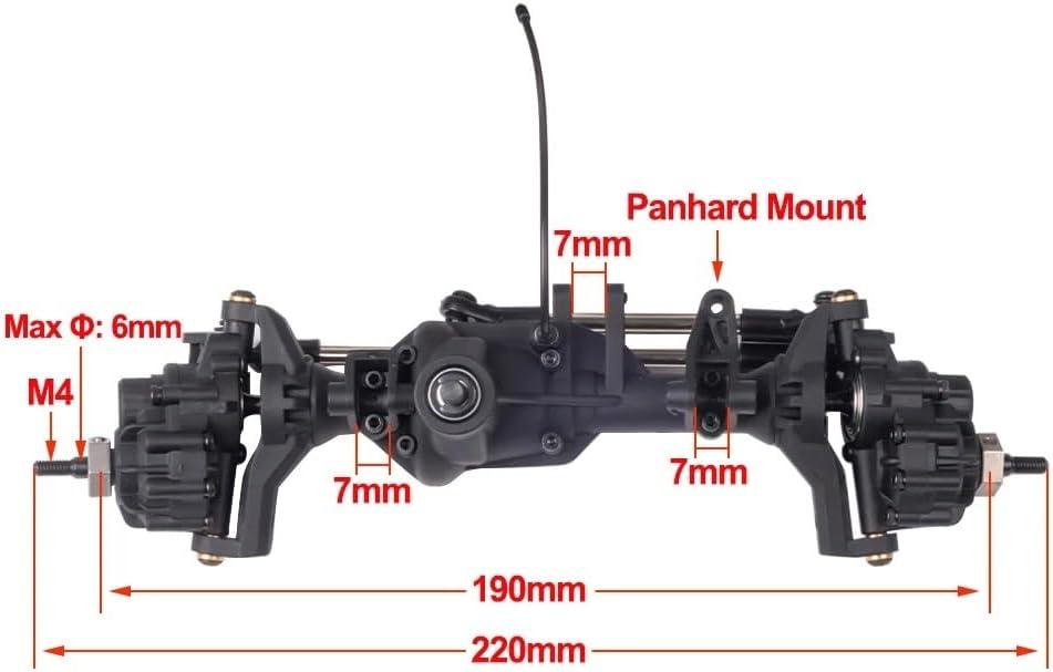 DIY Nylon Portal Axle Differential Lock Kit Compatible with 1/10 Scale RC Crawler Chassis(Front and Rear)