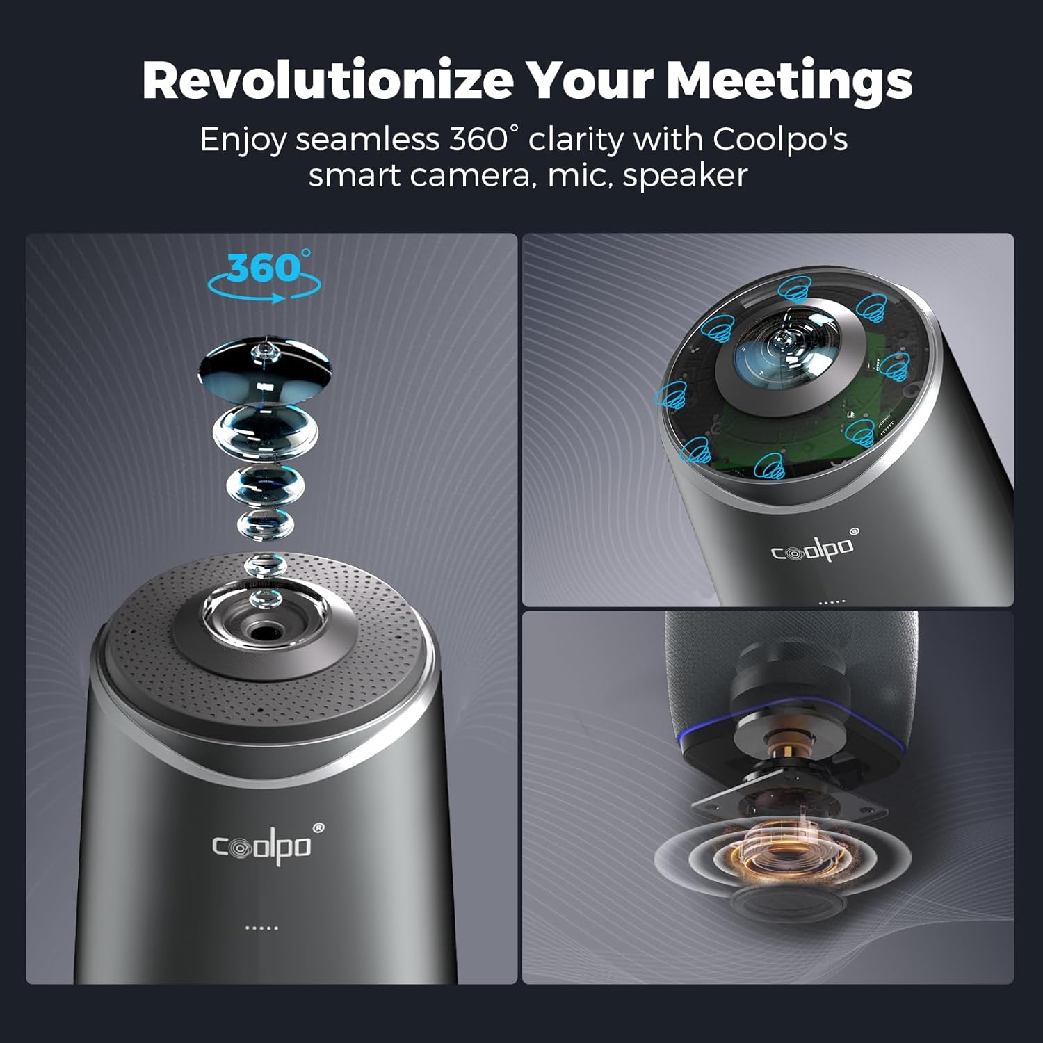 Camera 360, 4K Video Conference Room Camera System, Webcam, AI Driven Speaker Tracking, Noise Cancellation, Works with Zoom, Google Meet, Teams and More, 15 ft Mic Pickup, PANA 5ft USB Cable
