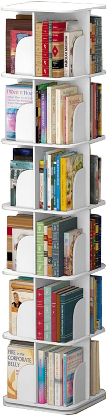 6-Layer Floor-Standing CD DVD Rack, 360°Rotating Children's Bookcase Storage Rack/Magazine Picture Bookcase, Home Office, Living Room, Study Storage and Display Rack