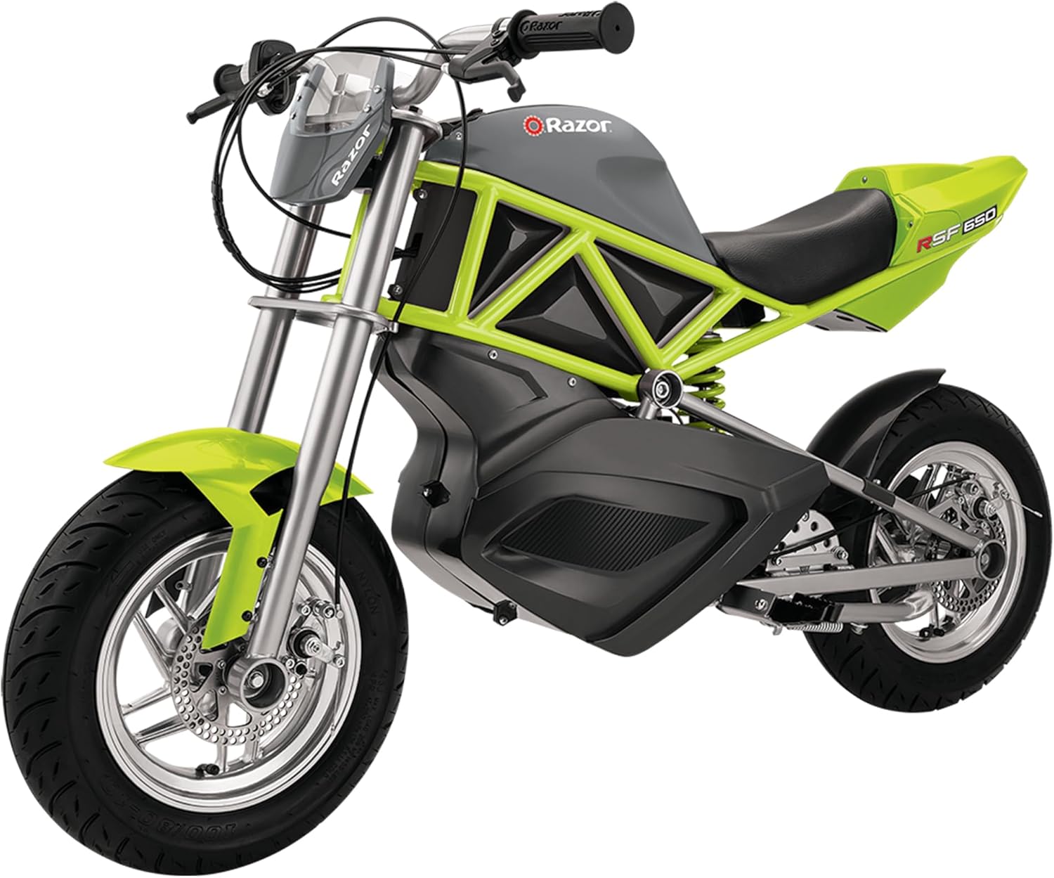 Razor RSF650 Electric Ride-On Bike for Teens Ages 16+, 220 lb Max Weight, Green – 36V Battery, Up to 17 Mph, 50-Min Run Time, Twist-Grip Throttle, 10” Pneumatic Tires and Storage Compartment