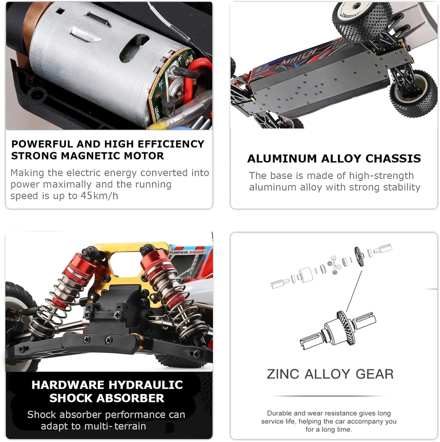 WLtoys XKS 104001 RC Car 45km/h High Speed Racing Car 1/10 2.4GHz RC Buggy 4WD Racing Off-Road Drift Car (104001 2 * 2200mAH)