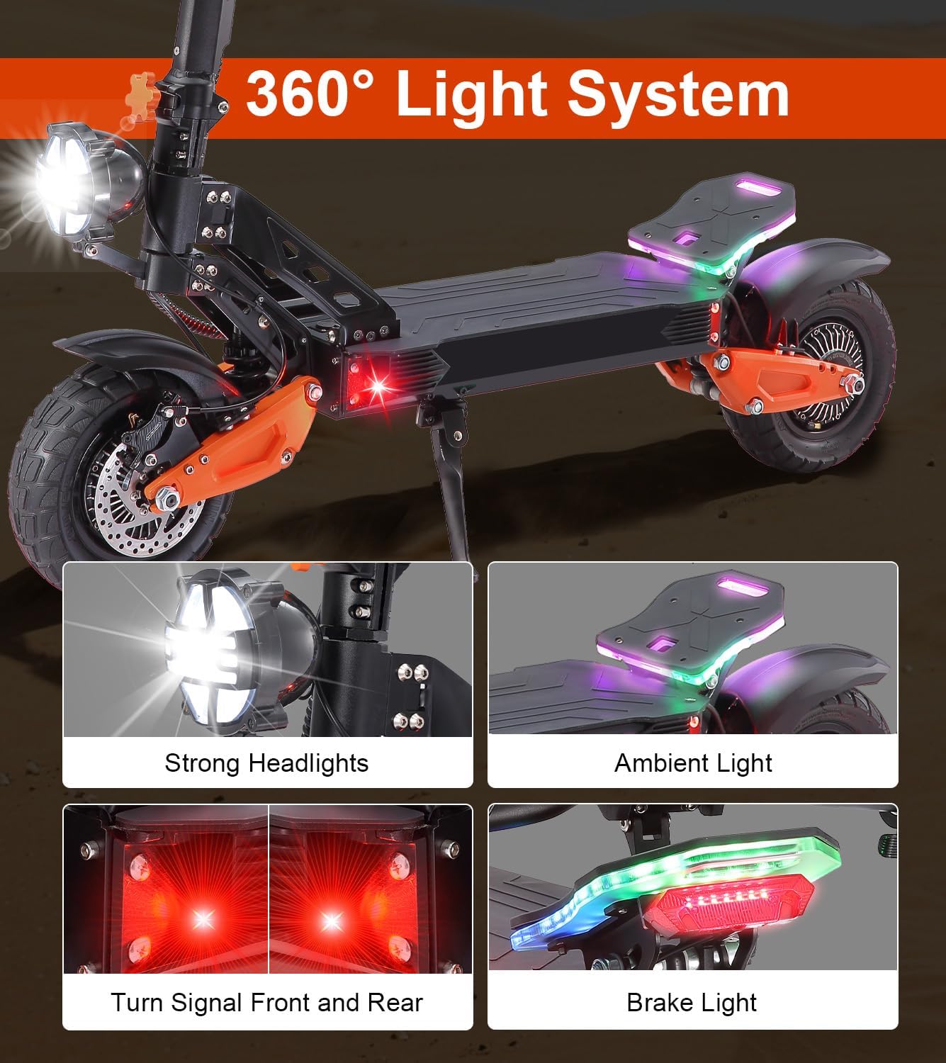 Electric Scooter for Adults, 5000W Dual Motor, 45MPH Max Speed, 50Mile Range, 60V/25.6AH Battery, 10.5