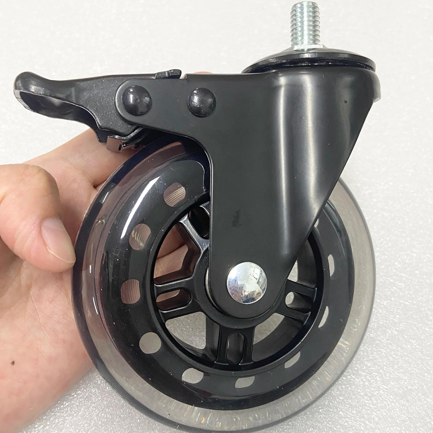 5-Piece 4 Inch PU Ice Wheel Set with Brake, Universal M10 Screw Roller for Scooter and Inline Skates