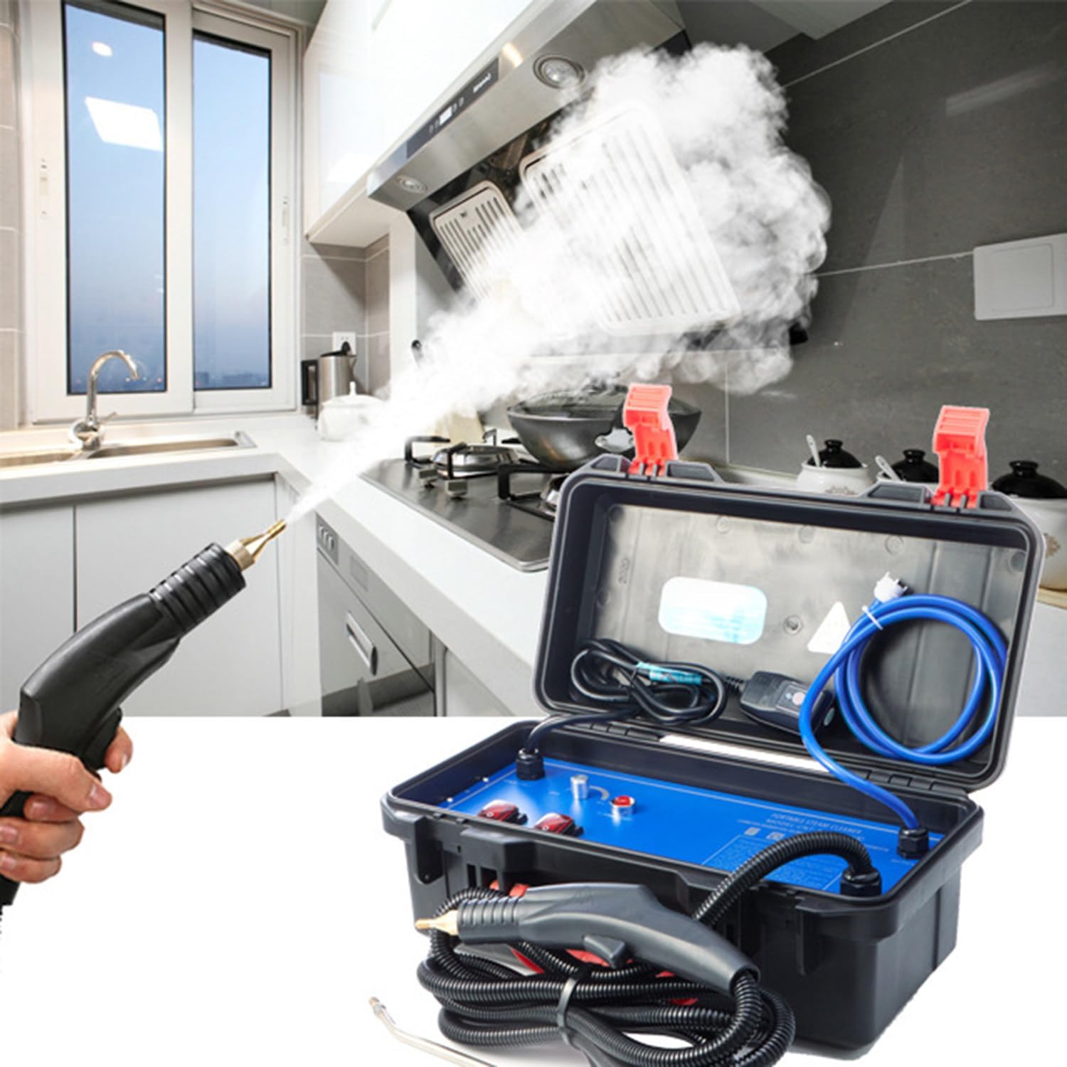 1700W/3000W High Pressure Steam Cleaner Machine Portable Cleaning Machine for Home Use Grout Tile Car Detailing Kitchen Bathroom,110V-1700W