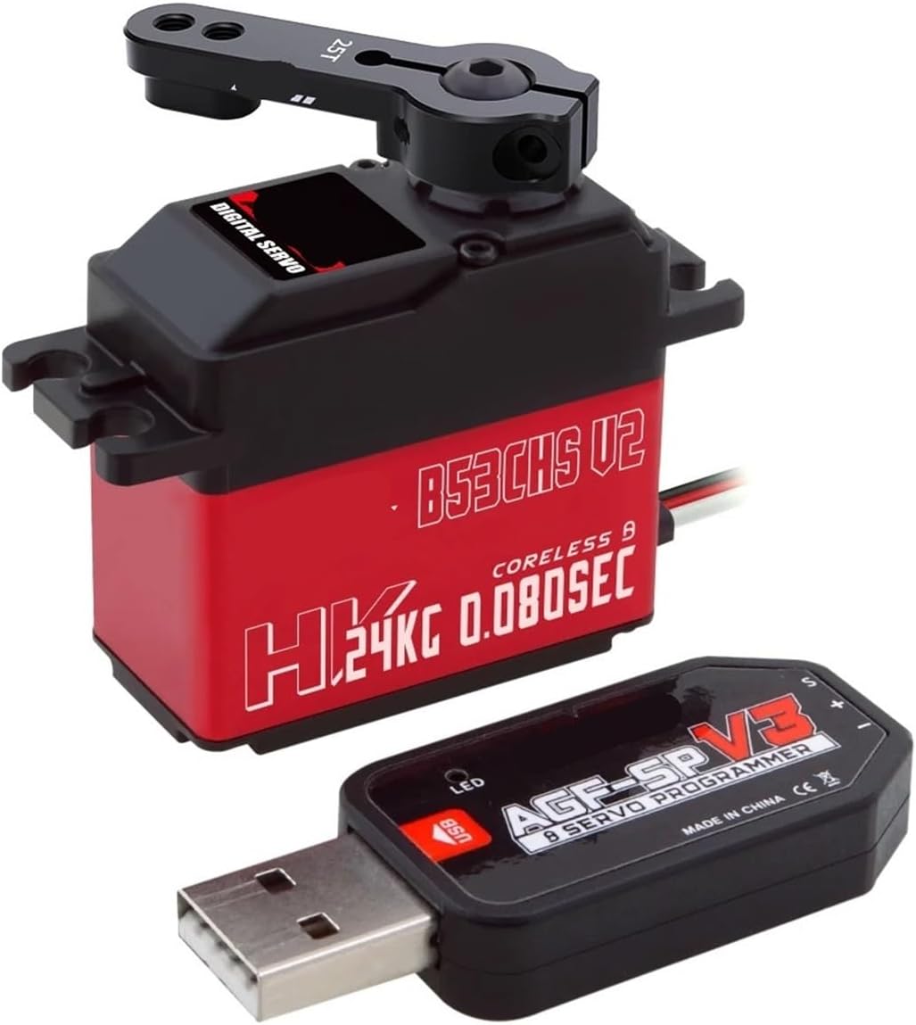 B53CHS V2 Ultra High Speed ​​HV 0.08 sec 24 kg Digital Coreless Steering Servo for 1/12 1/10(B53CHS V2 24kg Set3)