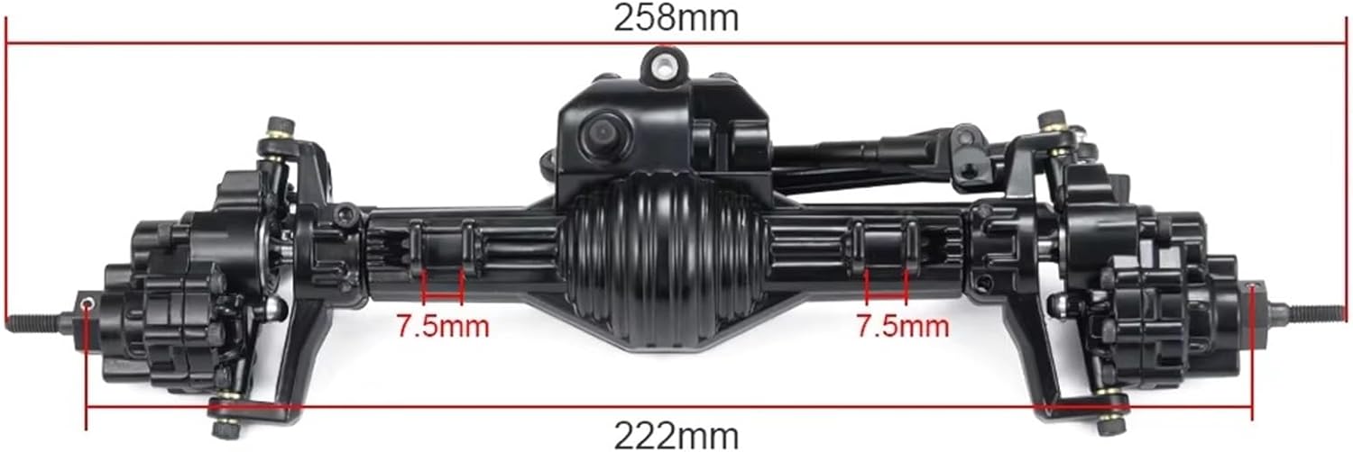 RC Car Accessories Compatible with Axial for SCX10 II 90028 1/10 RC Crawler Parts Replacement Accessories Metal Axle Front Rear Straight Complete Axle(Front Axle)