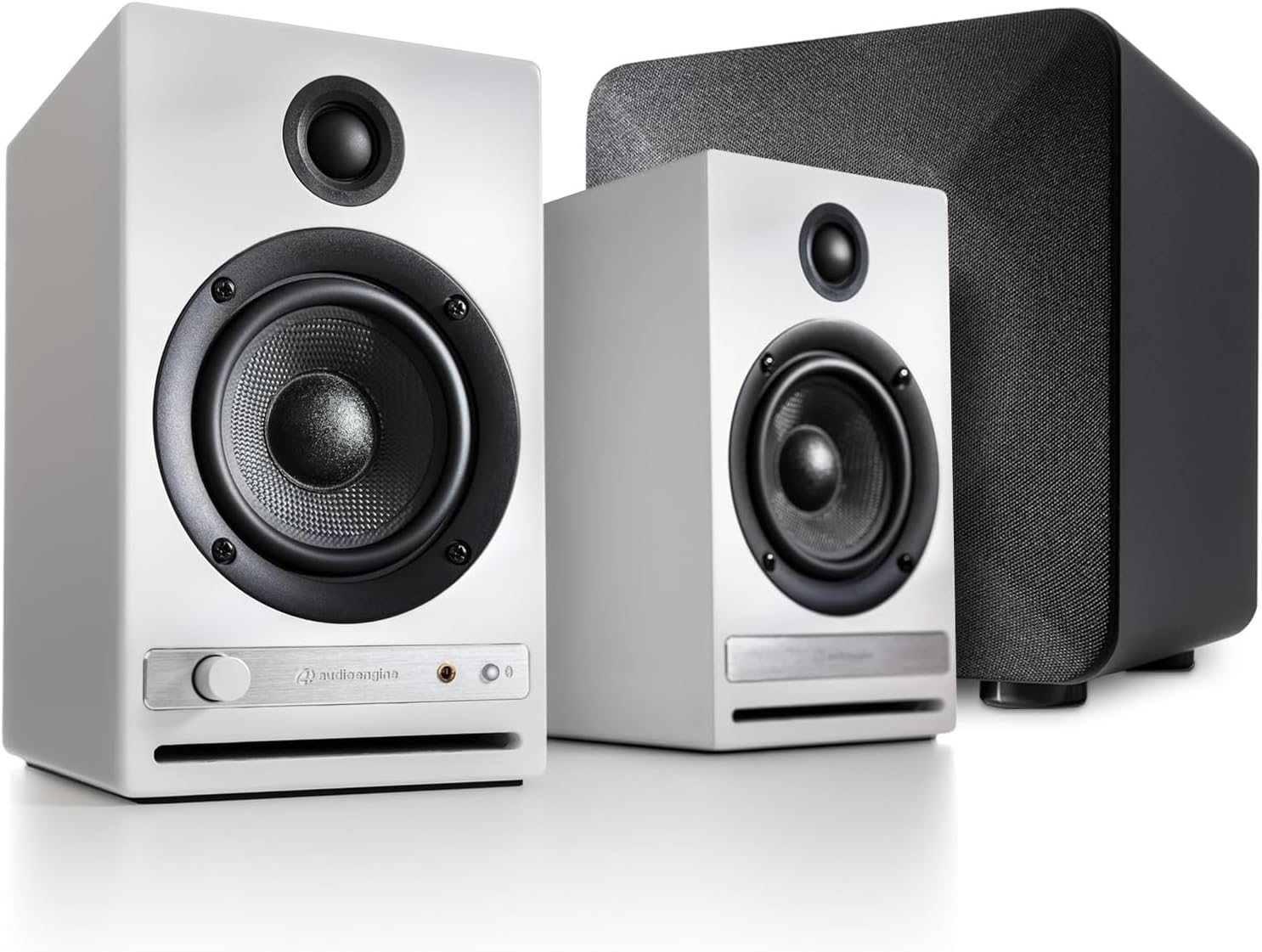 Audioengine HD4 White Speakers with 210 watt S6 Subwoofer for Music Gaming Movies Studios Dorms Bedrooms Offices
