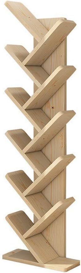 Wall Shelves Bookcases Tree Bookshelf 11-Tier Floor Standing Bookcase Natural Pine Wooden Shelves Compact Storage Organizer for CD Books in Living Room Home Office Bookcase Shelf (Size : 11-Tier) (11)