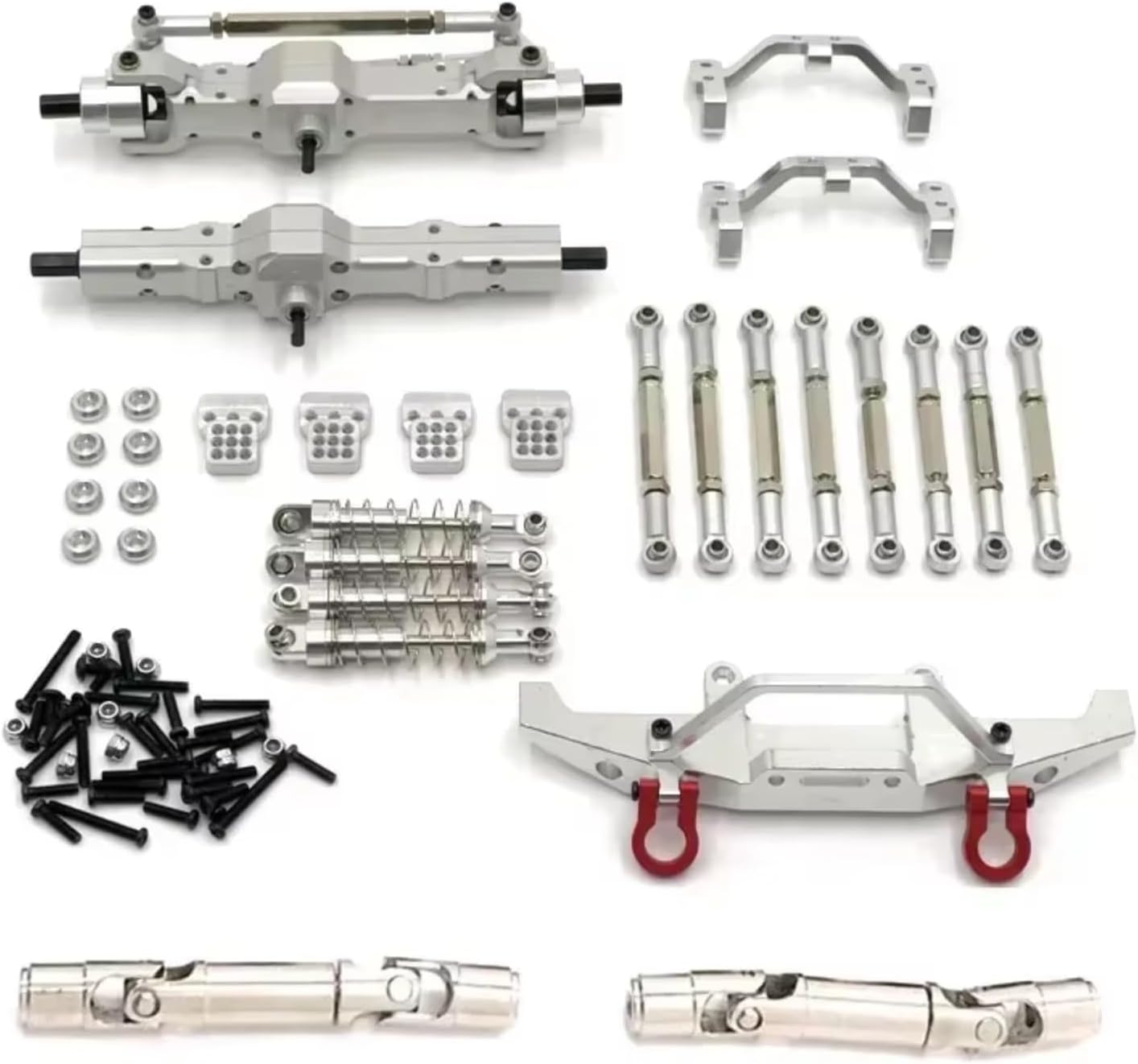 RC Cars Models For Feiyu FY003-5A For WPL C14 C24 1/16 Metal Tie Rod Shock Absorber For Seat Nine Piece Set RC Car Parts Upgrades And Replacements Repairs(Silver)