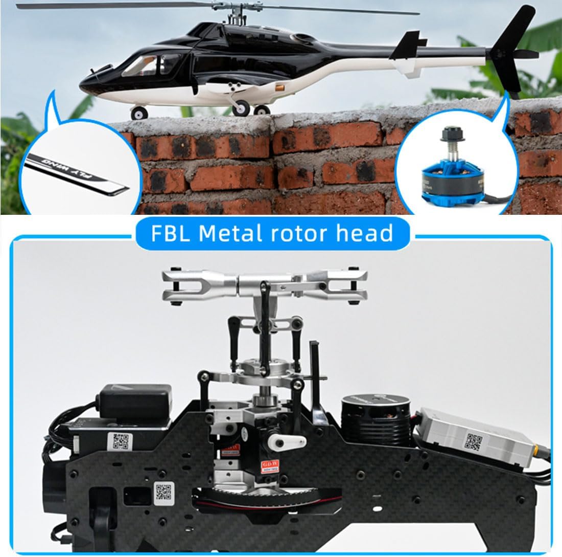 FunXylophy RC Helicopter for Adults, FLYWING FW450L Air-Wolf 450 -Class 2.4G RC Military Helicopter, with GPS Positioning, Brushless Motor, Four Flight Modes Aircraft for Beginners