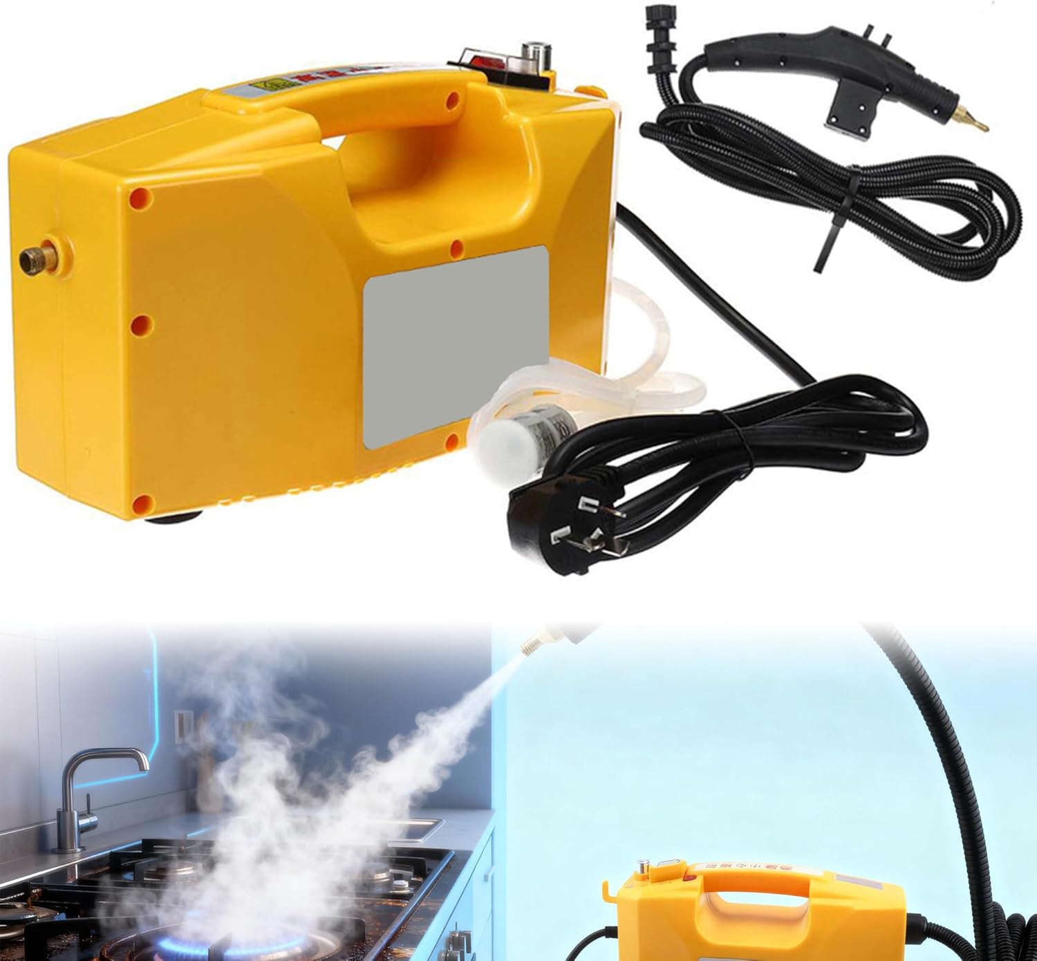 ZHDANB 2600W Portable steam Cleaner, steam Cleaner for car, Adjustable steam, 20s Quick Heat-Up, Acid and Alkali Resistant, steam Cleaner for Floor, for Kitchen,Car OptionA-110V