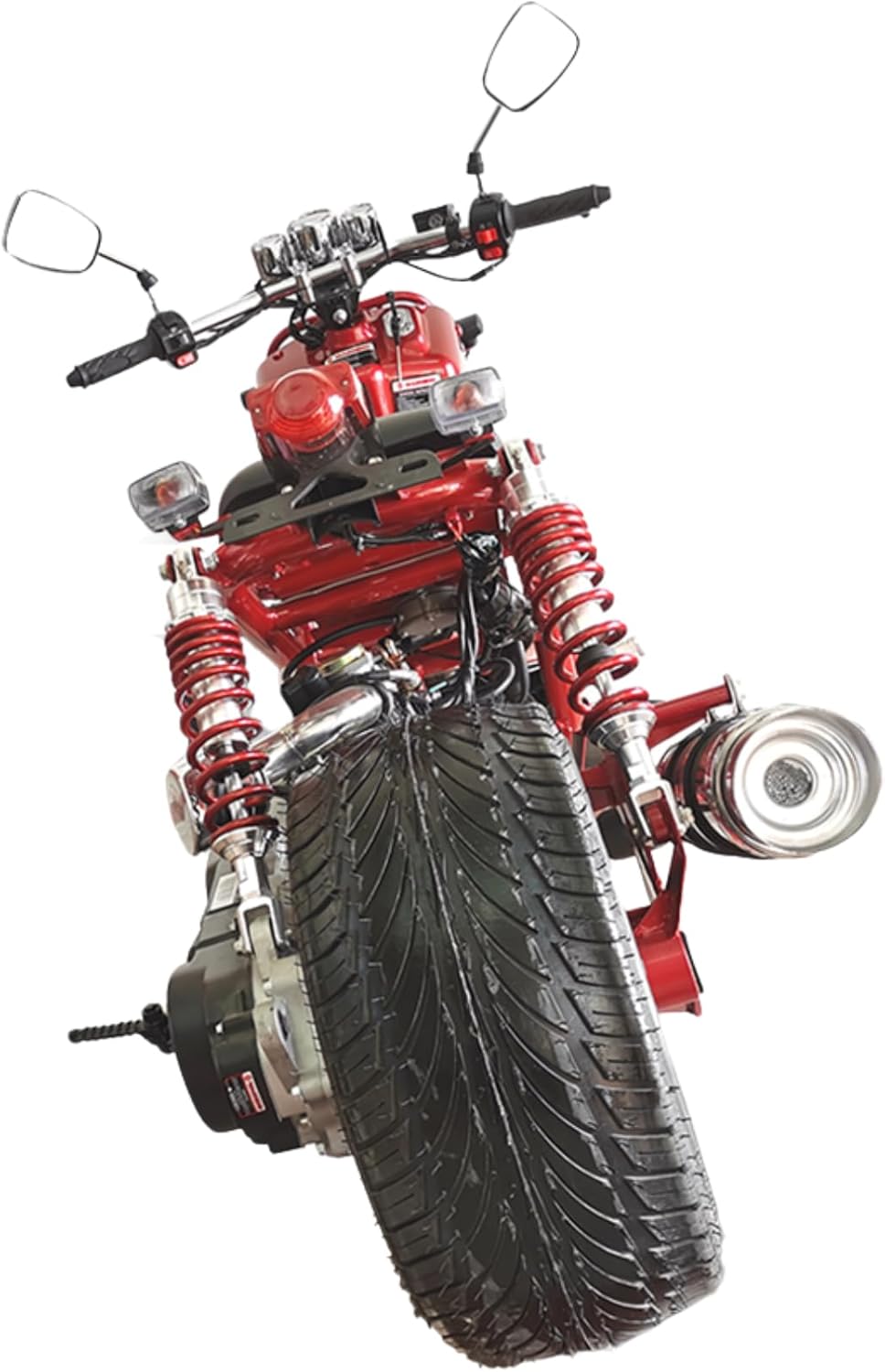 50cc Stretched Scooter Generation 1, Automatic Transmission, PMZ50-19, Wide 205/30-12 Rear Tire, Retro Speedometer, Gas Gauge, Street Legal Moped for Adults, Powerful 49cc GY6 Engine