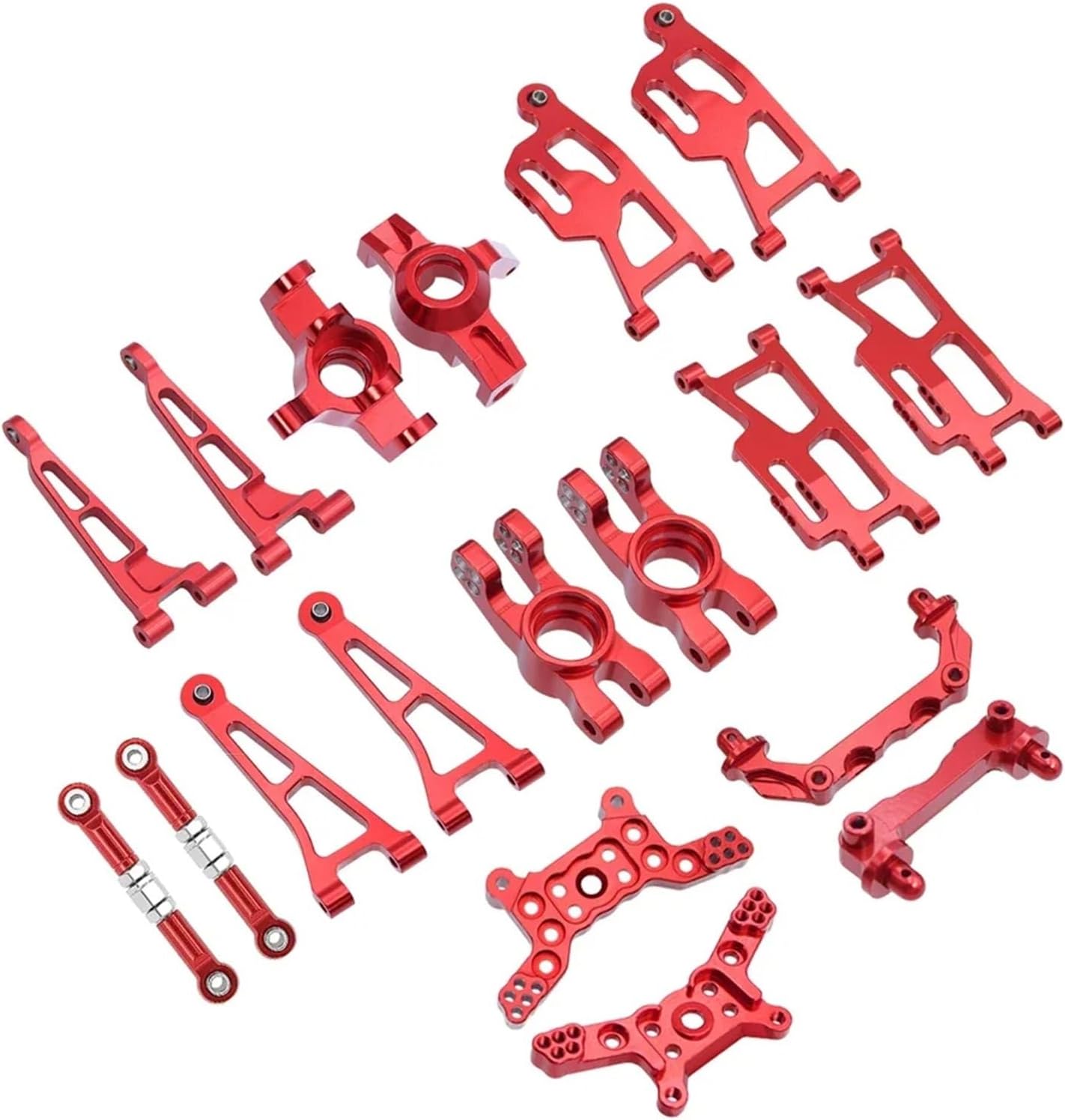 Compatible with Mjx 14210 14209 RC Car Upgrade Parts Metal Steering Cup Upper and Lower for Swing Arm Kit Shock Tower Bracket RC Car Parts(Red)