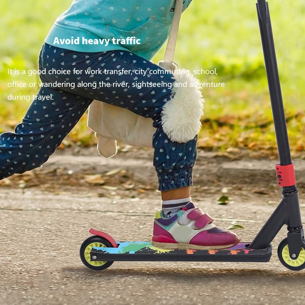 Portable Stunt Scooter, Adult Scooter Set with Aluminum y Wheels, Black for Commuting and Ad, Aviation Aluminum