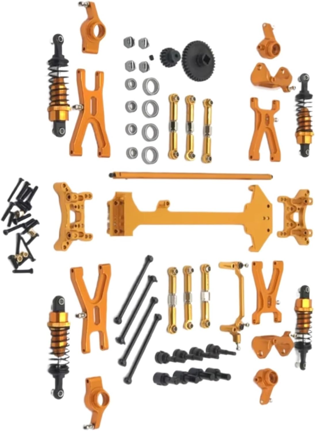 for WLtoys for A949 A959 A969 A979 K929 1/18 Metal Upgrade Parts Kit Drive Shaft Shock Absorber Link Rod RC Car Modification Accessories RC Repair Parts(Yellow)