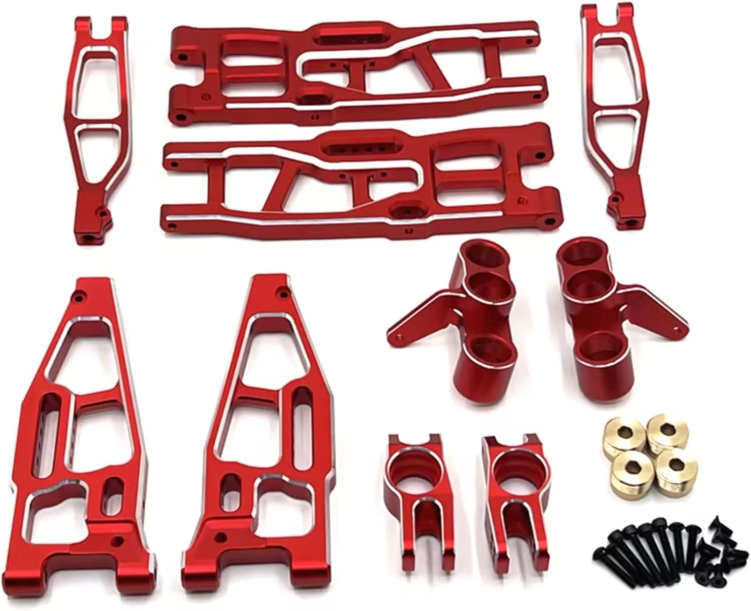 RC Car Accessories Compatible with FS for Tank for Atom for Focus 1/8 RC Car Upgrade Parts Metal Front and Rear Suspension Arm Steering Block(Red)