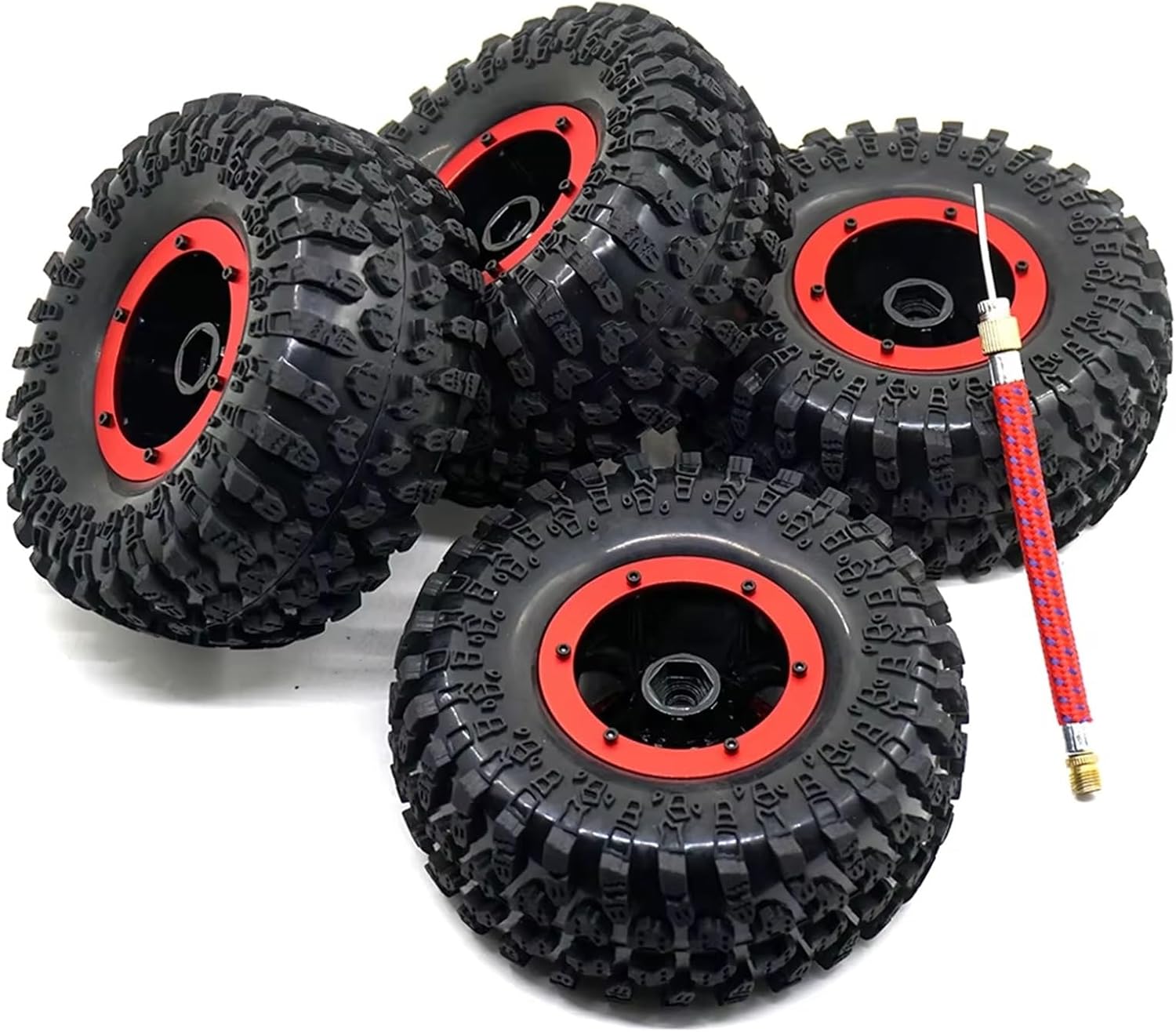 Compatible with Axial for Wraith 90018 for SCX10 for TRX4 1/10 RC Cars Parts 4PCS 2.2inch Inflatable Air Pneumatic Rubber Tires Wheel Rims RC Car Part Accessories