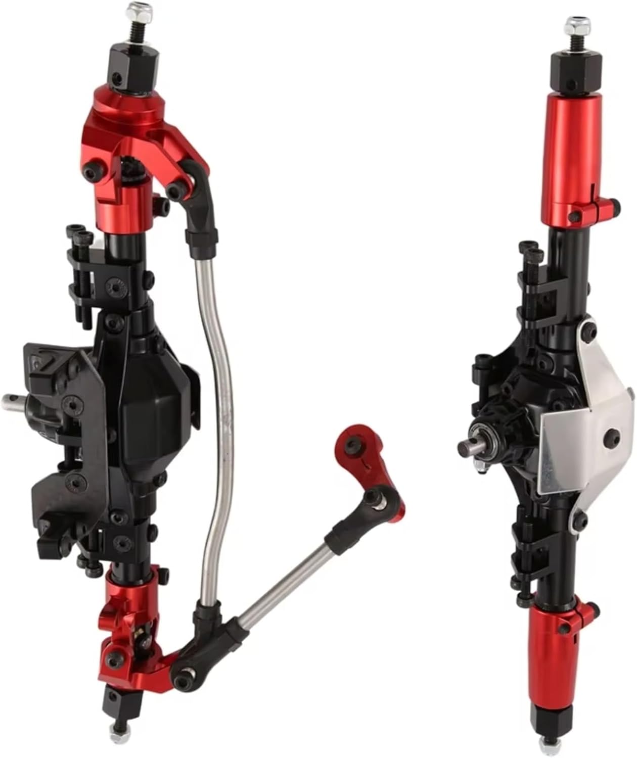 RC Axle For Axial For SCX10 II 90046 1/10 RC Car CNC Metal Front And Rear Axle With Servo Mount RC Crawler Car Upgrade Parts(Red)