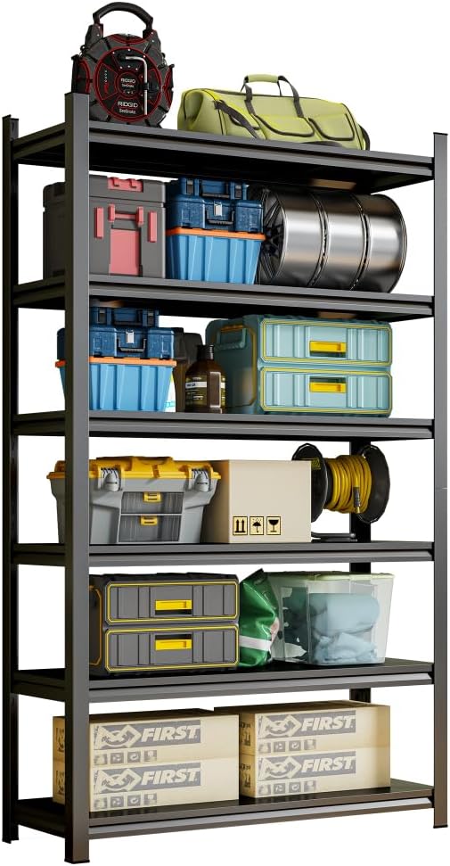 LJPFTPER Adjustable Divider Shelf, Metal Bookcase, Office Vertical Storage Rack, Black, Assembly Required (45''*77'')