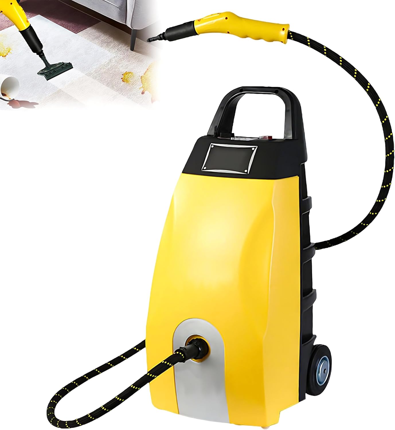 QIUNAOZI Multipurpose Steam Cleaner, Car Interior Cleaning Machine, with Ozone Cleaning Function, Triple Safety Protection, Warning Display, Suitable for Cleaning Car/Floors/Kitchen Furniture Yellow