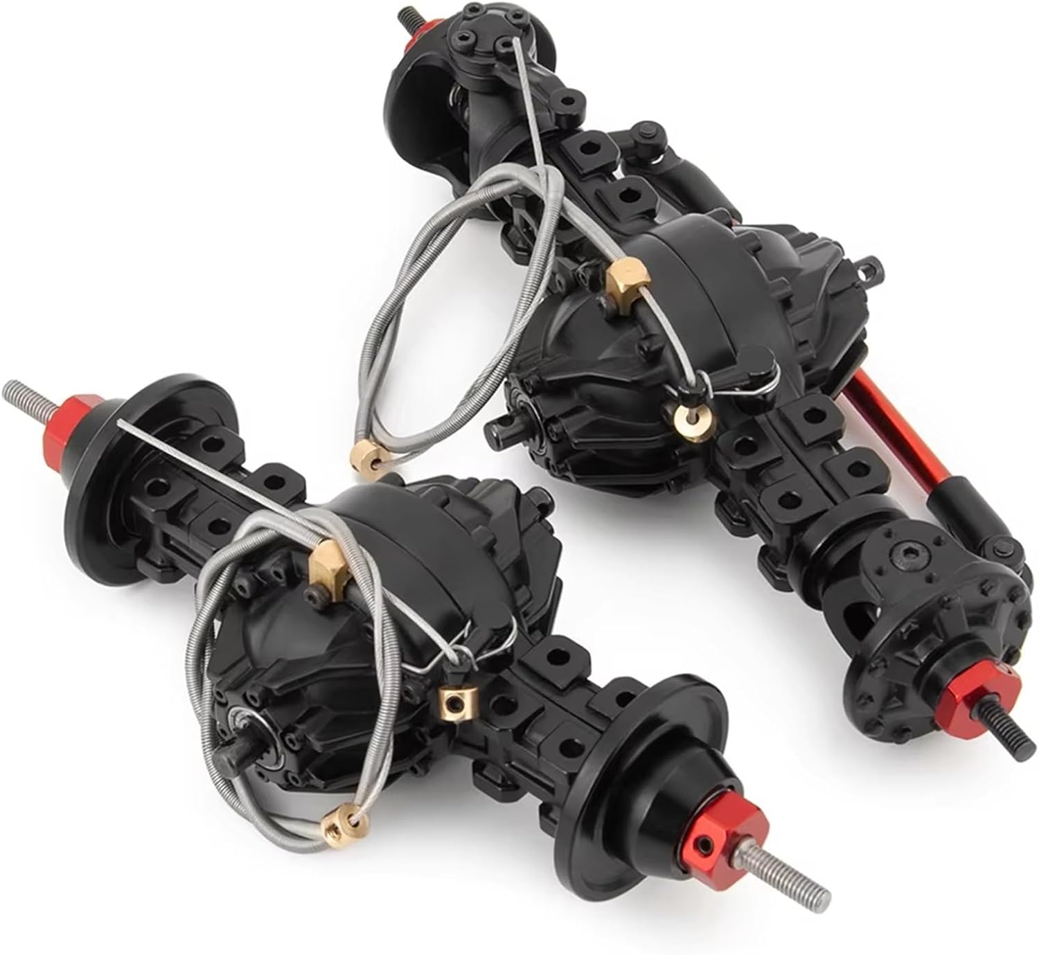 RC Front Rear Drive Axle Compatible with Tamiya 1/14 RC Trailer Tractor Truck Upgrade Parts CNC Aluminium Alloy Front Rear Differential Axle Built-in Gear(Front and Rear)