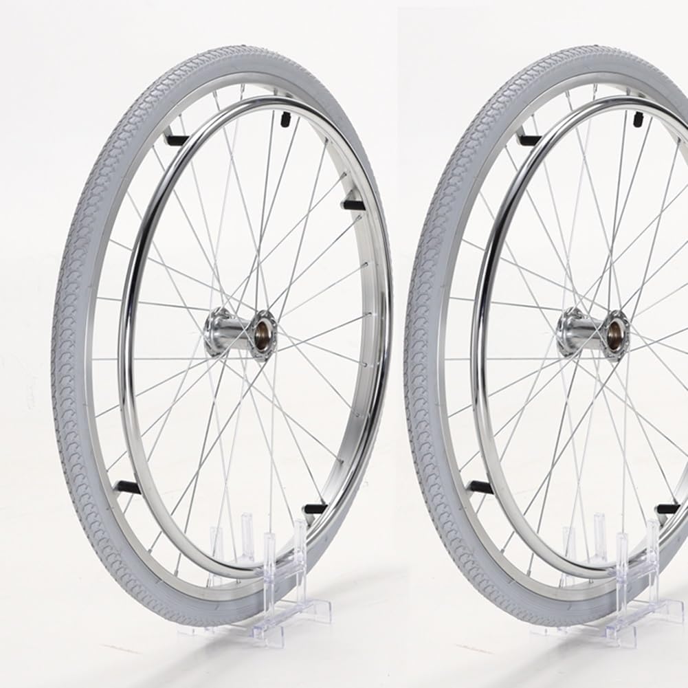 Pneumatic Wheelchair Rear Wheel 24 inch, 24×1 3/8 Replacement Tire, with Aluminum Alloy Handwheel, 12mm Bearing