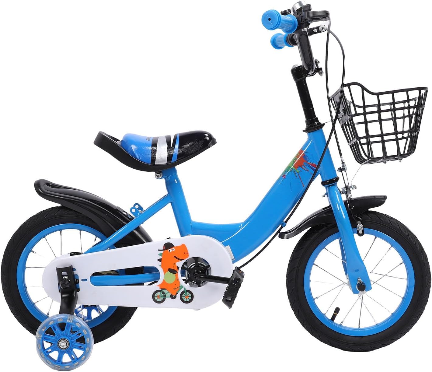 Kids Bike, Toddler Bike with Training Wheels Adjustable Seat with Basket for Learning to Ride Outdoor Play in Backyard for Boys Girls Ages 3-10