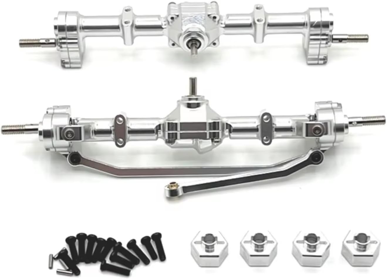 Models Upgrades Parts For MN For MN168 1/12 Metal Portal Axle Kit Front And Rear Assembly 12mm Adapter RC Car Upgrade Parts(Silver)
