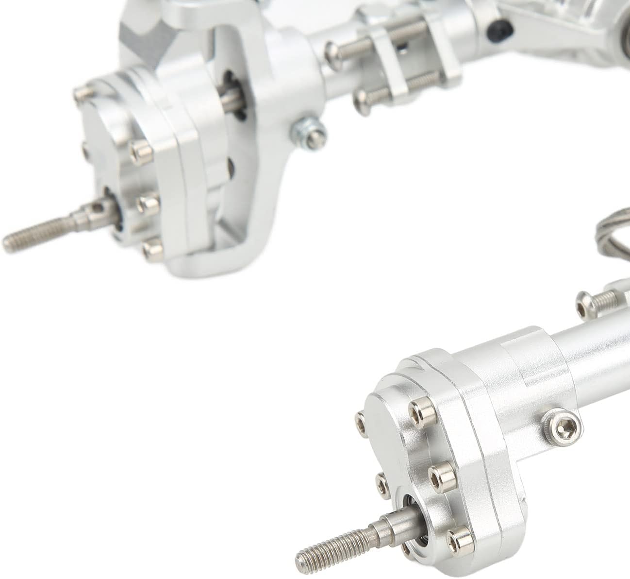 Haofy RC Vehicle Front Rear Axles Kit, Performance Improved, for Axial SCX10 I II III 90046 90047 1/10 RC Car, Aluminum Alloy, Heightening and Widening, Increase Stability, Easy (Silver)