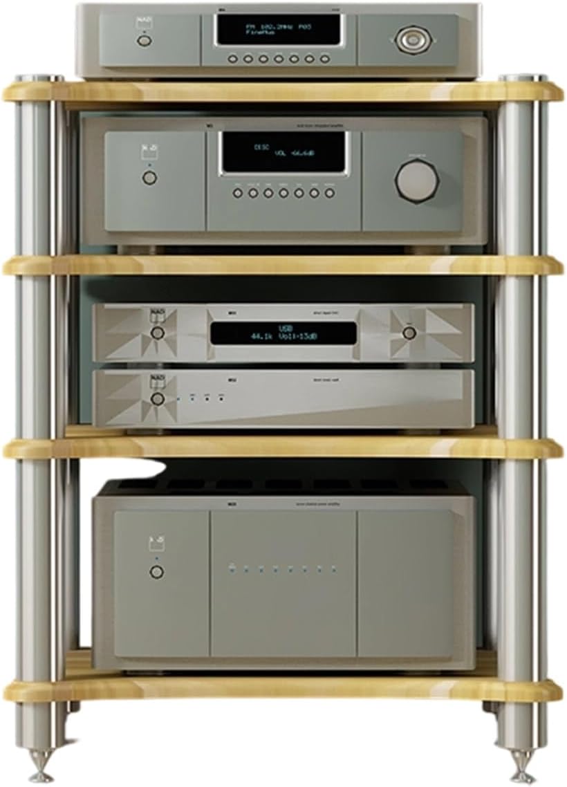 ZUGIATP Av Media Stand Audio Rack Stereo Cabinet Stereo Standav Cabinet Component Storage and Collection Display Corner Entertainment Center(Walnut