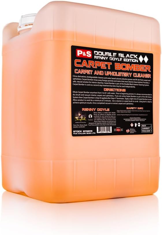 P & S PROFESSIONAL DETAIL PRODUCTS - Carpet Bomber Carpet and Upholstery Cleaner; Citrus-Based Cleaner Dissolves Grease and Lifts Dirt; Highly Dilutable; Great on Engines and Wheel Wells (5 Gallon)