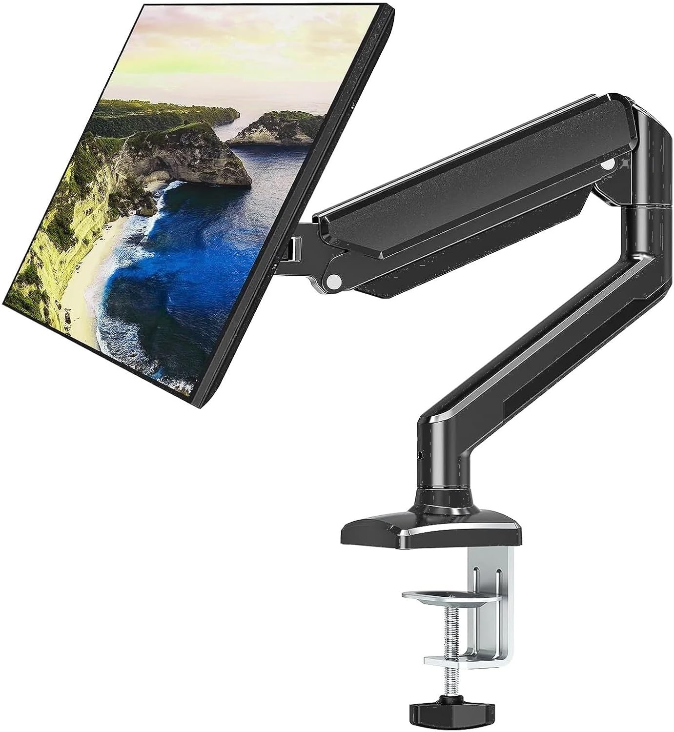 Aluminum Alloy Gas Spring Hovering Robotic Arm Bracket 13-32 Inch Support Base Screen Display Stand Desktop Storage(C)