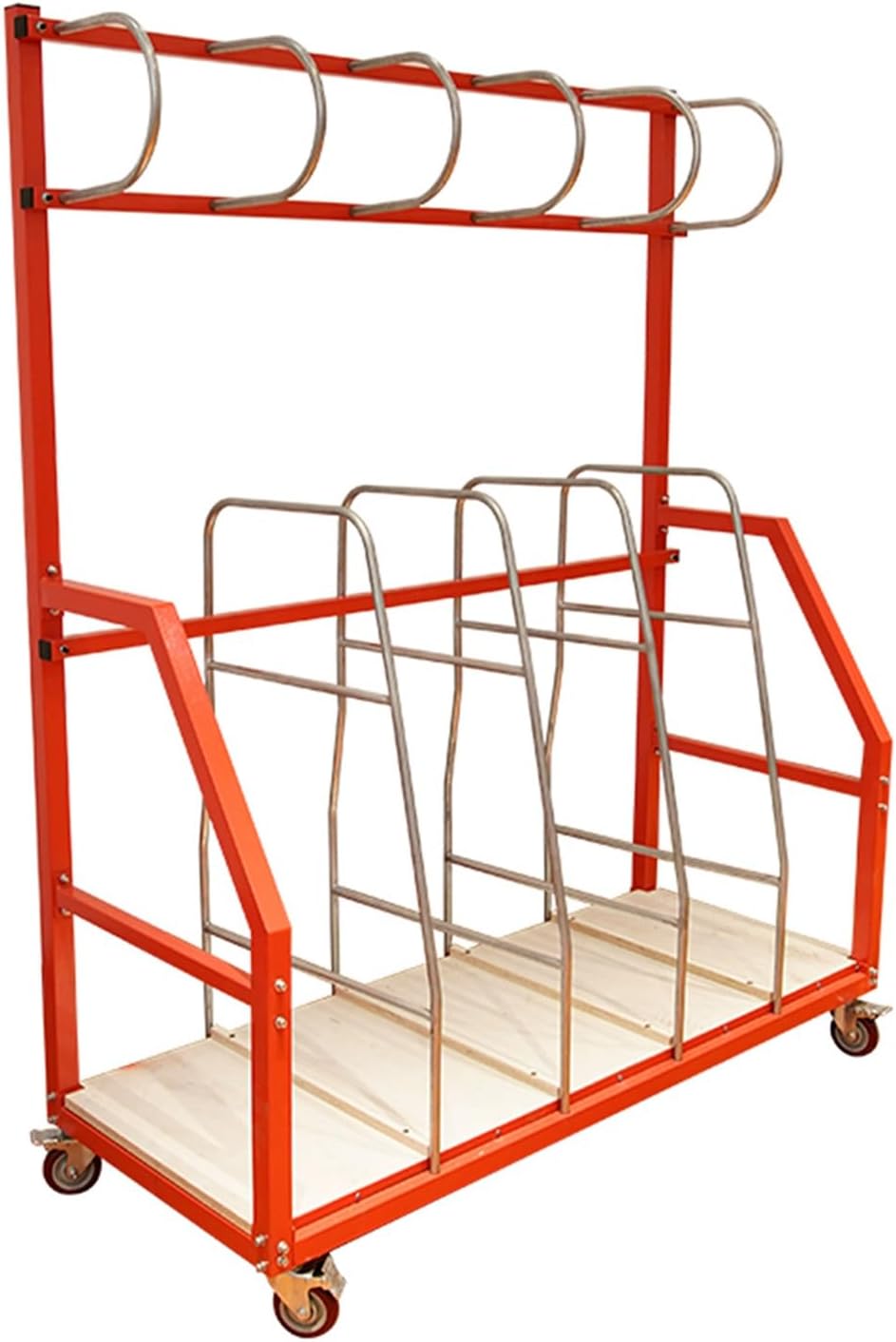 Wooden Board Sorting Rack 59.1x23.6x74.8 inch, Heavy Duty Material Handling Vertical Panel Cart, Furniture Factory Shelves 5 Partitions Storage Panel Mover Standing Shelf with Caster
