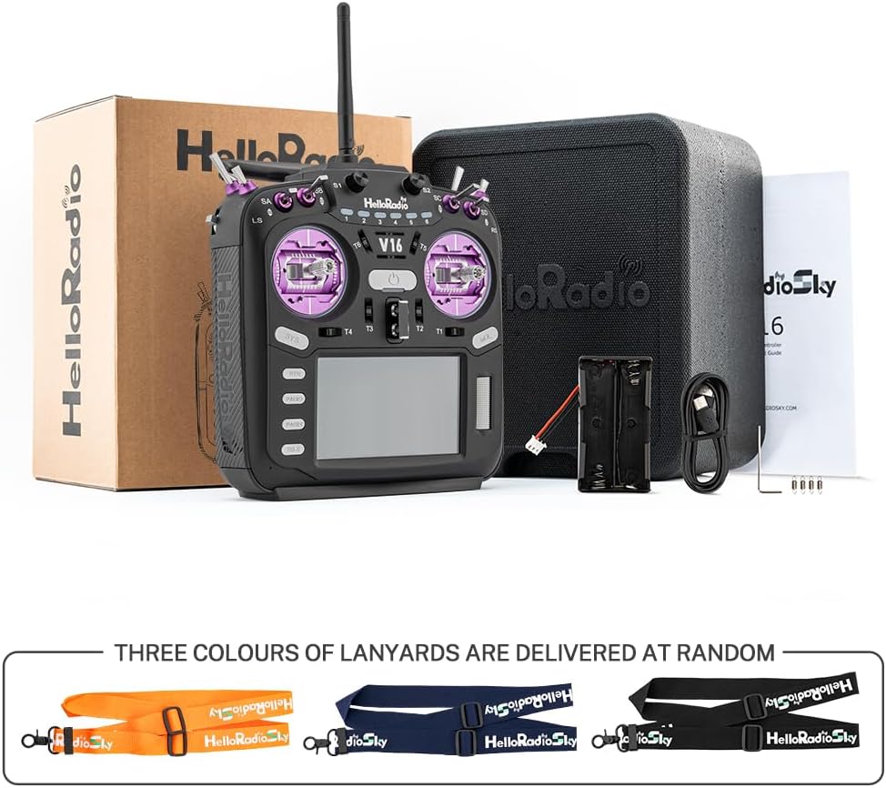 V16Max ELRS CNC Hall Gimbals Radio Transmitter, 16 Channels, 2.4G, Mode 2, for RC Drone (Violet)