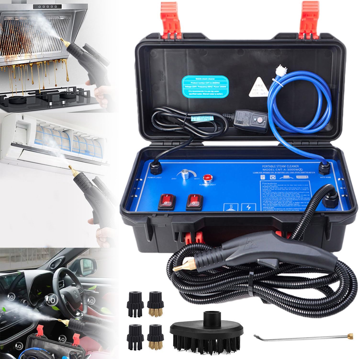 High Pressure Steam Cleaner 1700W/3000W High Temp Portable Steamer Machine Intelligent Steam Cleaner for Heavy oils and Heavy Stains in Kitchens, Cars, Bathrooms and Floors, etc,110V-1700W