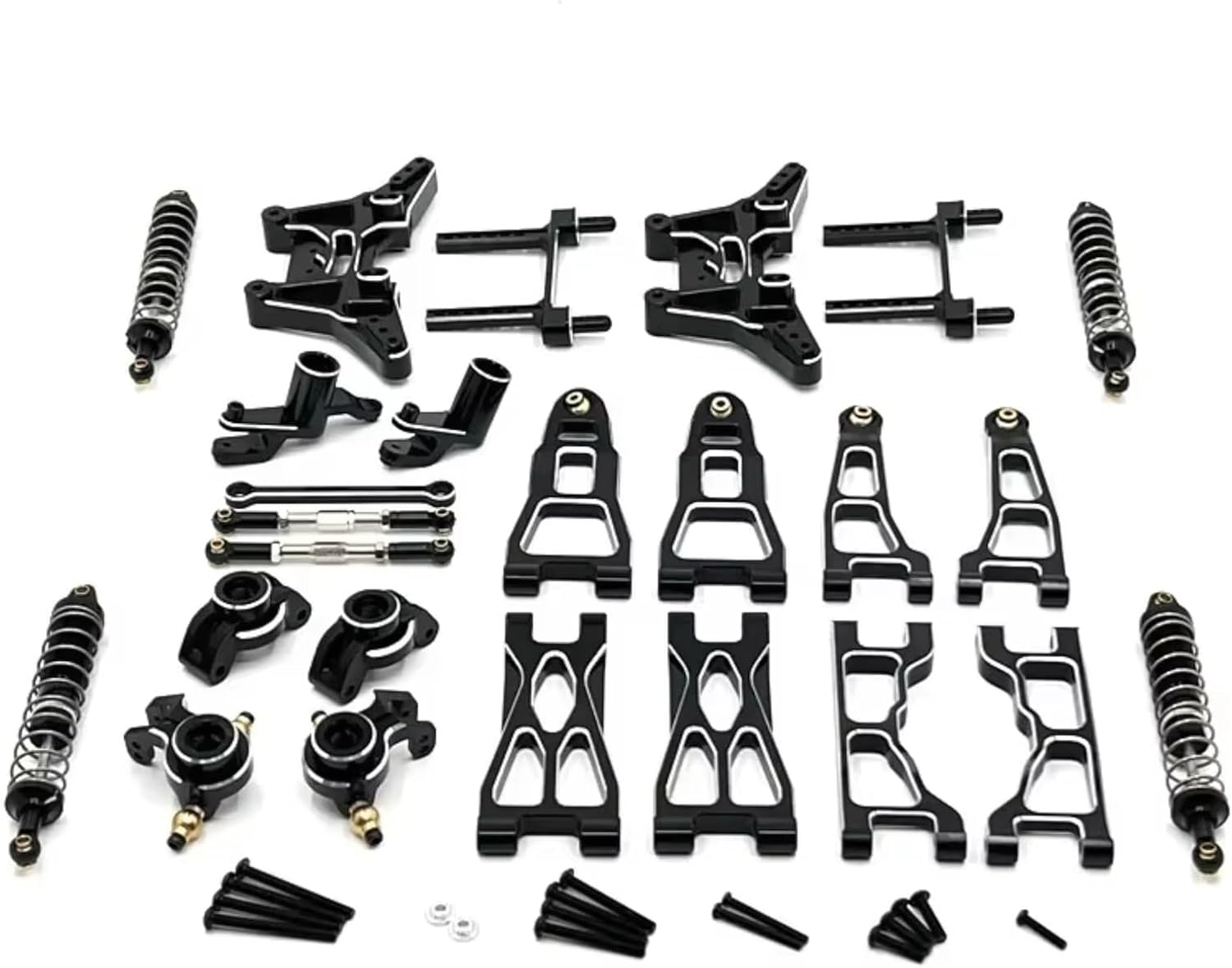 for UD1201 UD1202 Pro 1/12 Metal Steering Cup Shock Absorber Suspension Arm Shock Tower Link Kit RC Car Upgrade Parts Accessories RC Car Parts(Black)