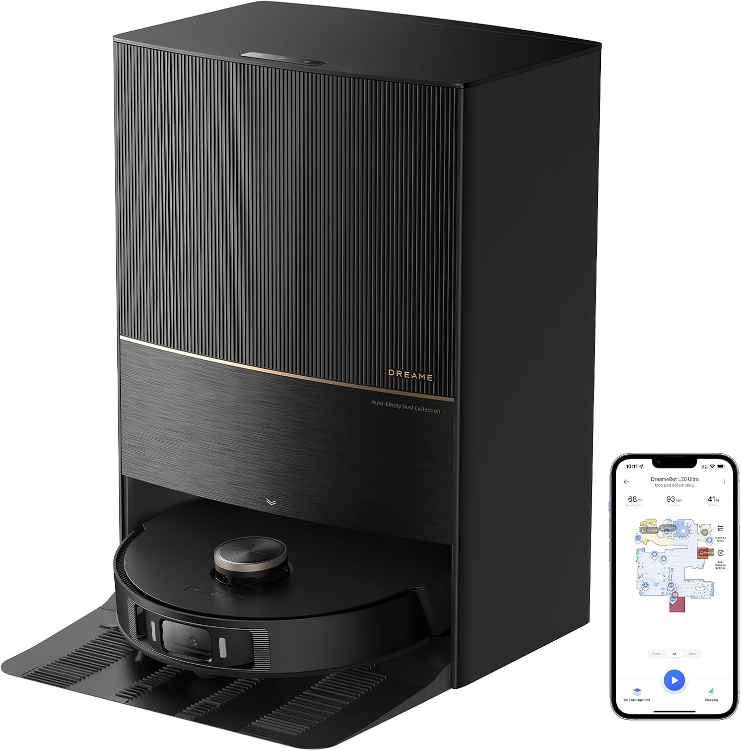 DREAME L30 Ultra Robot Vacuum, 136°F Hot Water Mop-Self-Cleaning, Mops Self-Drying, Mop-Extend, Raising, Refilling, Auto-Empty, 7,300Pa Suction, AI Action and 3D Navigation