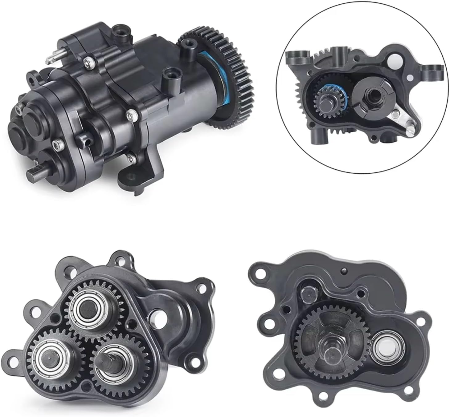 RC Gearboxes For TRX4 For Bronco For TRX6 G63 1/10 CNC Metal Gearbox With Shifting Slipper Clutch And Transmission Internal Gears RC Crawler Upgrade