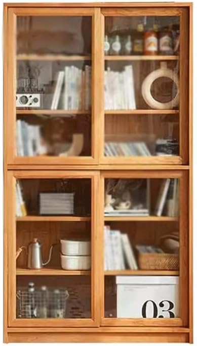 LOVULIFE Book Shelf Storage Rack Cherry Wood Bookcase Solid Wood Bookshelf Display Cabinet High Bookcase Desk Simple Storage Rack Locker Bookshelf Bookcase