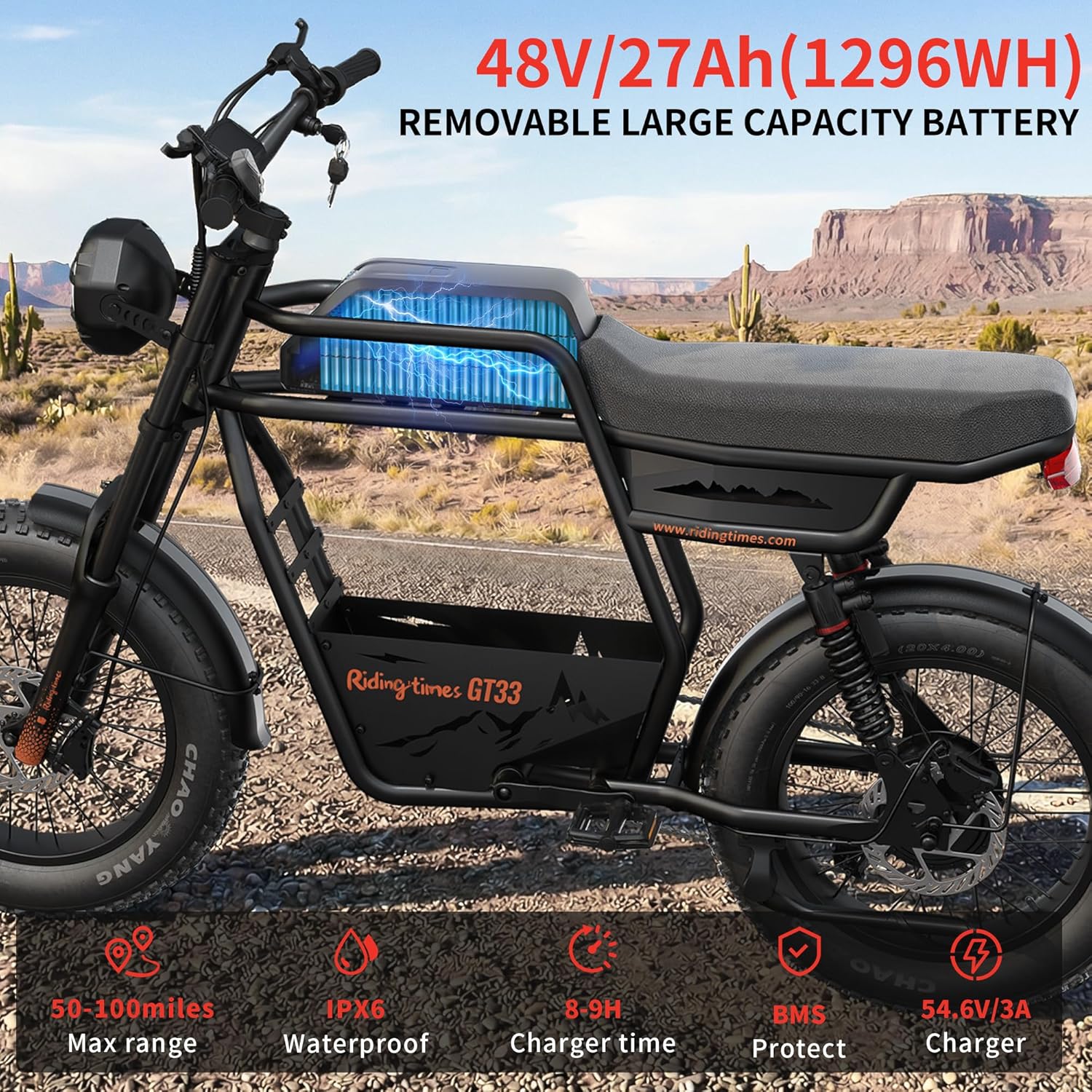 1500W Electric Dirt Bike with 48V 27Ah Battery 40MPH & 50-Mile Adults Electric Scooter with Seat, 25