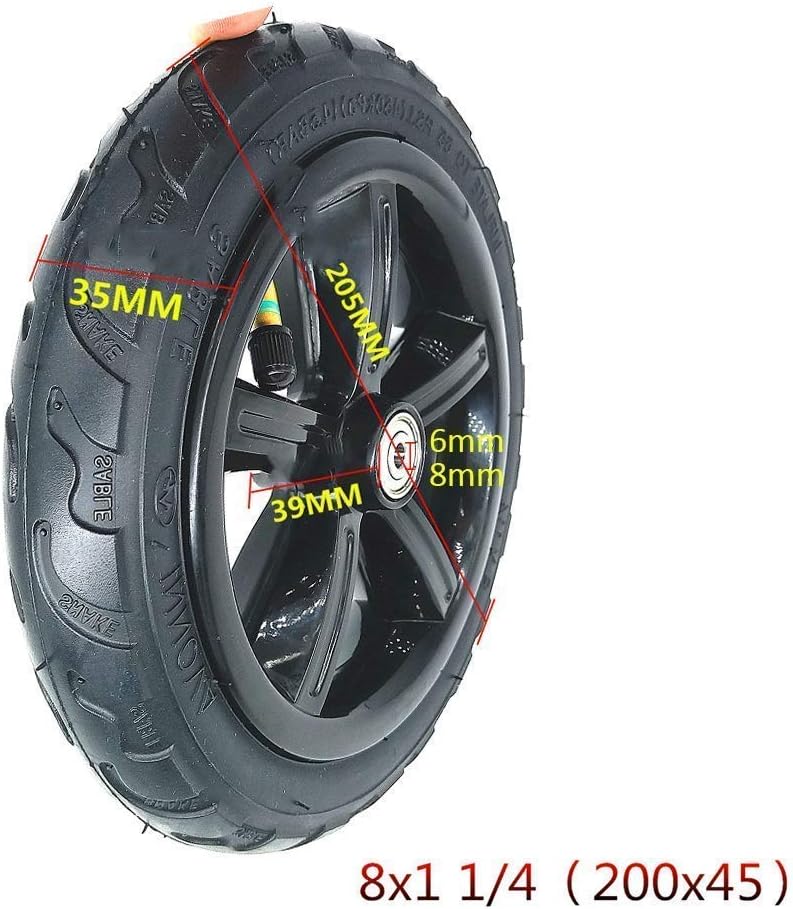 8-Inch 8X1 1/4 Anti-Skid Tire Wheels Suitable for Explosion-Proof Solid Tires and Pneumatic Tires for Strollers/Electric Scooters,Wearable,A1