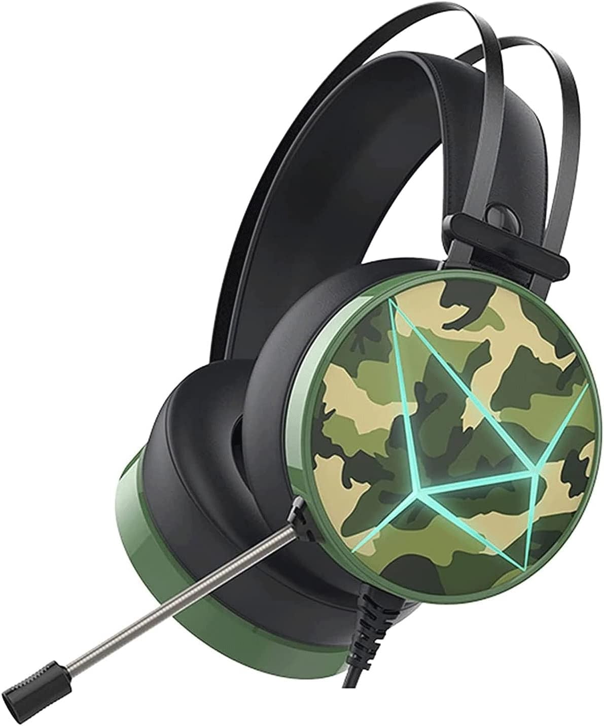 Wired Gaming Headset with Microphone -Head Set Gaming Headset Headphones Wired PC Gaming Headset with Noise Canceling Microphone for Adults Kids (Color : Green)